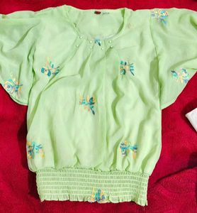 Embroidered Green Blouse
