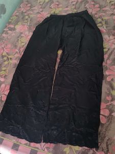Black Embroidered Wide Leg Pants