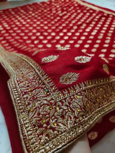 Red & Gold Embroidered Saree