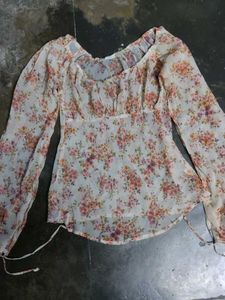 Floral Sheer Long-Sleeve Boho Top