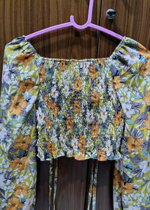 Floral Long Sleeve Crop Top