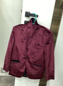 Burgundy Velvet Blazer