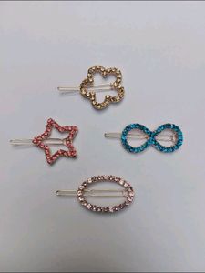 Korean Fancy Bling Hair Clips Set 4