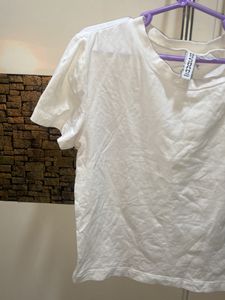 h&amp;m white fitted tshirt