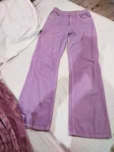 Lavender Wide Leg Denim Jeans