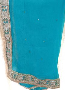 Teal Embroidered Kurta with plazo and dupatta