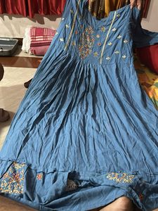 Blue Embroidered Dress