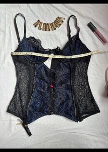 La Senza Black And Blue Lace Corset