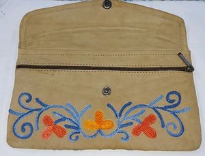 Embroidered Suede Leather Clutch