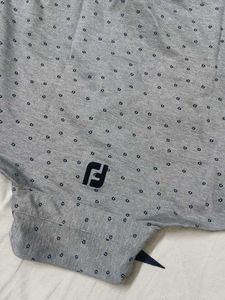 Foot Joy Men Grey Micro Flower Golf Polo Tshirt