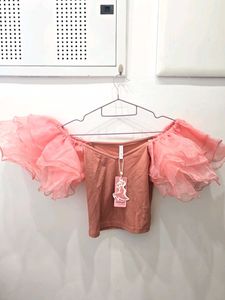 Pink Ruffle Sleeve Top