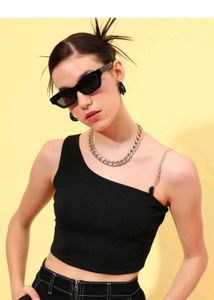 Black Chain Strap Crop Top