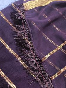 Elegant Brown Striped Saree