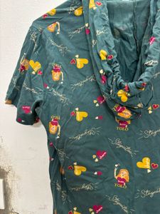 Funky Graphic Tee With Hood
