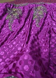 Purple Saree With Embroidery