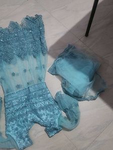 Blue Embellished Lehenga Set