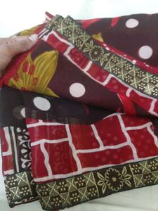 71)New Multi Colour Printed Lace Saree
