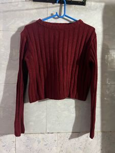 Burgundy Ribbed Long Sleeve Top