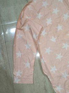 Light Orange Star Print Button-Down Shirt