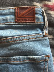 Wide Leg Blue Ripped Jeans