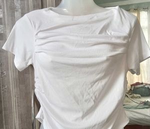 White Ruched Crop Top