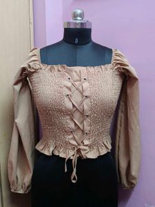 Off Shoulder Beige Corset Top