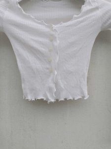 White Ribbed Top.