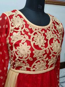 Red &amp; Gold Anarkali Gown