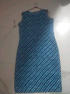 Blue Striped Sleeveless Dress