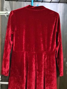 New Stylish Party WearRed Velvet Midi Dress