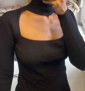 Zara Black Turtle Neck Cutout Sweater Top