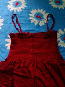 A Non Branded Maroon Cotton Jumpsuit