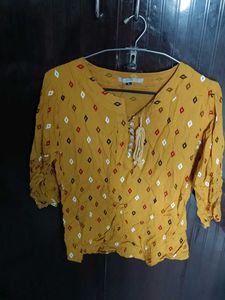 Mustard Printed Top