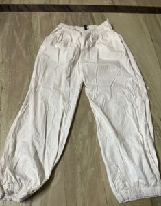 White Parachute Pants - Comfy &amp; Stylish (Size M)