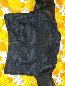 Stand Collar Black Blouse Full Sleeve ............