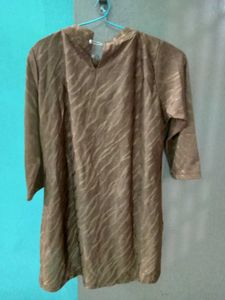 Brown Round Neck Stylish Kurti Top | Bust 32 |