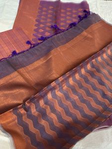 Purple Banarasi Set with Copper Zari