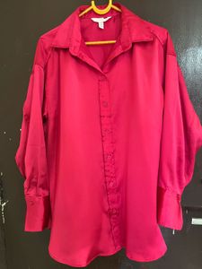 H&amp;M Hot Pink Satin Shirt