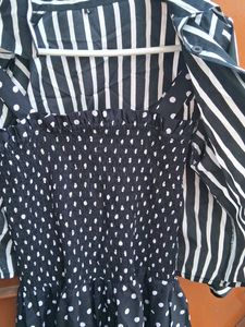 Bsck Polka Dress With Coat
