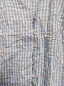 Gingham Printed Top With Tie Up