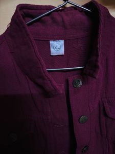 Burgundy Cropped Denim Jacket - XL