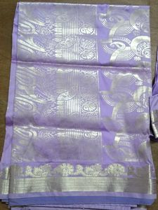 Lavender &amp; Silver Silk Blend Saree