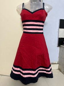 Yk21 Red Flared Pincess Designer One Piece