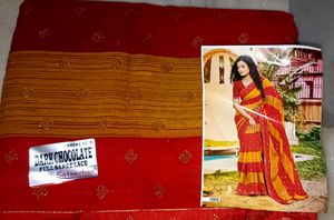 Elegant Red &amp; Gold Saree