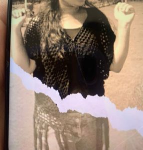 Black Crochet Fringe Cardigan