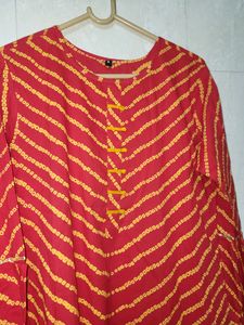 Beautifully Red Kurta Pant Set With Bell Sleeves
