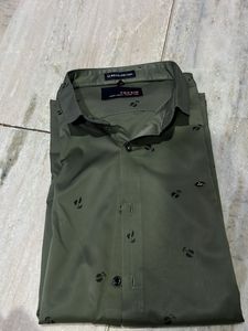 Olive Green Patterned Shirt