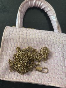 Lilac Croc-Embossed Mini Bag