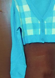 H&amp;M Brand Blue Checkered Cardigan