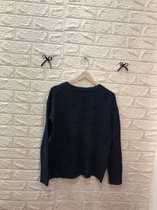 Navy Pom-Pom Detail Sweater🌷